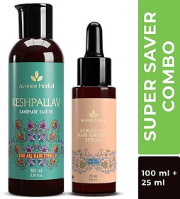 Avimee Herbal Hair Growth Super Saver Combo: Keshpallav Hair Oil And Scalptone Hair Growth Serum (2 Items In The Set)