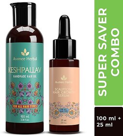 Avimee Herbal Hair Growth Super Saver Combo Keshpallav Hair Oil And Scalptone Hair Growth Serum (2 Items In The Set)