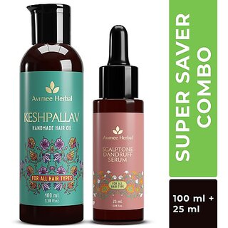 Avimee Herbal Keshpallav Hair Oil (100Ml) + Scalptone Hair Growth Serum, Hair Oil (125 Ml)