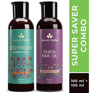                       Avimee Herbal Keshpallav Hair Oil (100Ml) + Onion Hair Oil (100Ml)(Super Saver Combo) Hair Oil (200 Ml)                                              