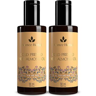                       Avimee Herbal Cold Pressed Almond Oil, 100% Pure, For Hair Growth,2*50Ml Hair Oil (100 Ml)                                              