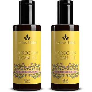                       Avimee Herbal Moroccan Argan Oil, With Vitamin E, For Hair Growth, 2*50 Ml Hair Oil (100 Ml)                                              