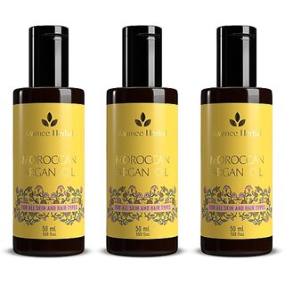                      Avimee Herbal Moroccan Argan Oil | Repairs Split Ends, Reduces Breakage, Adds Shine | 3*50Ml Hair Oil (150 Ml)                                              