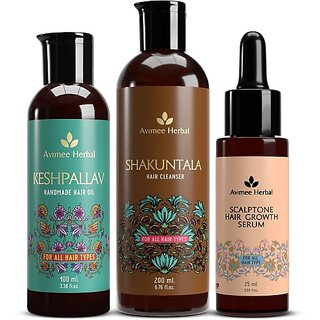                       Avimee Herbal Hair Growth Kit | Keshpallav Oil (100Ml)+Shakuntala Shampoo (200Ml)+Scalptone Serum (25Ml) (3 Items In The Set)                                              