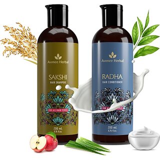                       Avimee Herbal Hair Cleanser Combo | Sakshi Shampoo (200Ml) & Radha Hair Conditioner (200 Ml) (2 Items In The Set)                                              