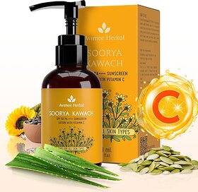 Avimee Herbal Sunscreen - Spf 50 Pa++++ Soorya Kawach Sunscreen Lotion With Vitamin C (100 Ml)