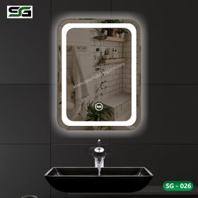 SGG Vertical LED Sensor Mirror - White/Warm White/Mix Light - Size (15x18 Inch)