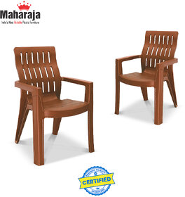 Maharaja Fortuner Plastic Chair for Home (Metallic brown,Set of 2,Pre-Assembled)