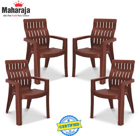 Maharaja Fortuner Plastic Chair for Home (Brown, Set of 4, Pre-Assembled)