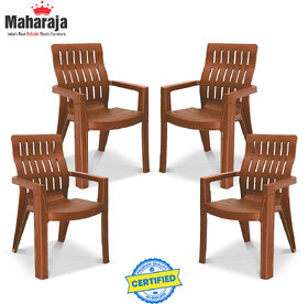 Maharaja Fortuner Plastic Chair for Home (Metallic brown Set of 4,Pre-Assembled)