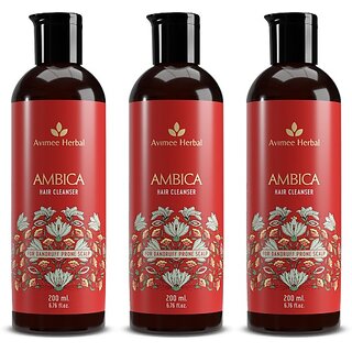                       Avimee Herbal Ambika Hair Cleanser | Fights Dandruff, Nourishes Scalp | Tea Tree | 3*200Ml (600 Ml)                                              