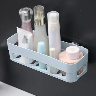                       SAG Multipurpose Bathroom Shelf Organizer, Rack Storage Box, Strong Adhesive  Shelf (Assorted) (Pack of 1)                                              