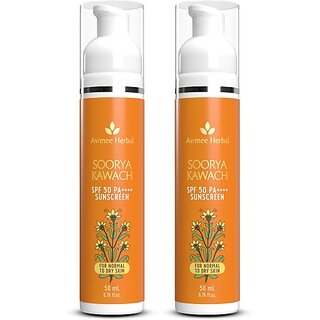                       Avimee Herbal Sunscreen - Spf 50 +++ Pa++++ Soorya Kawach Sunscreen | 50 Ml (Pack Of 2) (50 Ml)                                              