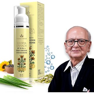                       Avimee Herbal Sunscreen - Spf 50 Pa++++ Soorya Kawach Spf 50 Pa++++ Niacinamide Serum Sunscreen (50 Ml)                                              
