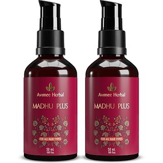                       Avimee Herbal Madhu Plus Hair Serum | Frizz Free, Silky Smooth | Keratin, Argan Oil | 2*50Ml (100 Ml)                                              