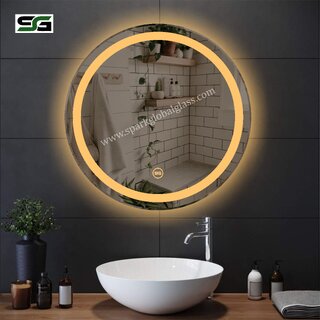                       SGG Round LED Sensor Mirror - White/Warm White/Mix Light - Size: (18x18 Inch)                                              