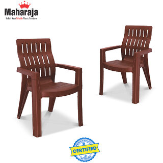                      Maharaja Fortuner Plastic Chair for Home (Brown, Set of 2, Pre-Assembled)                                              