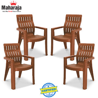                       Maharaja Fortuner Plastic Chair for Home (Metallic brown Set of 4,Pre-Assembled)                                              