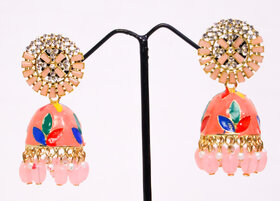 Adorable Meenakari Kundan Traditional Jhumki Earrings for Womens  Girls