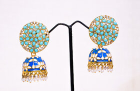 Adorable Meenakari Kundan Traditional Jhumki Earrings for Womens  Girls