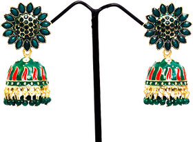 Adorable Meenakari Kundan Traditional Jhumki Earrings for Womens  Girls