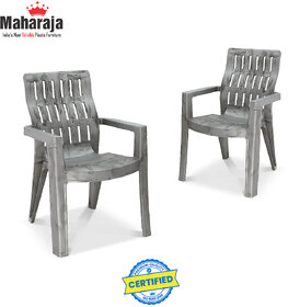 Maharaja Fortuner Plastic Chair for Home (Silver Set of 2,Pre-Assembled)