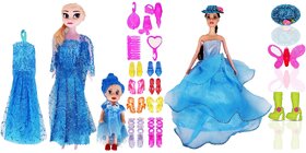 Aseenaa Combo Baby Dolls with Accessories  Baby Doll Toys for Kids  Cute Doll Toy Set for Girl for Birthday Blue Combo