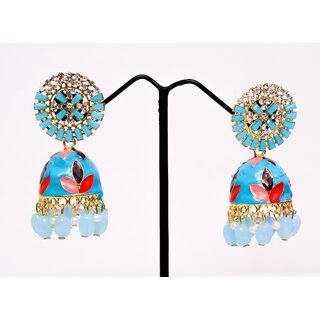 Adorable Meenakari Kundan Traditional Jhumki Earrings for Womens Girls Adorable Meenakari Kundan Traditional Jhumki Earrings for Womens Girls