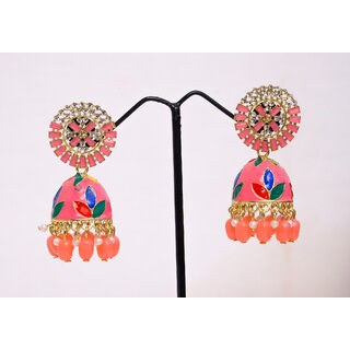 Adorable Meenakari Kundan Traditional Jhumki Earrings for Womens Girls Adorable Meenakari Kundan Traditional Jhumki Earrings for Womens Girls