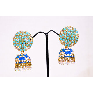                       Adorable Meenakari Kundan Traditional Jhumki Earrings for Womens  Girls                                              