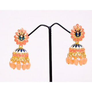                       Adorable Meenakari Kundan Traditional Jhumki Earrings for Womens  Girls                                              