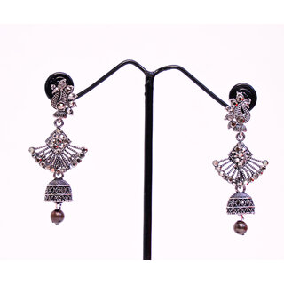                       Traditional German Silver Oxidized and Jhumka Earrings for Women  Girls                                              