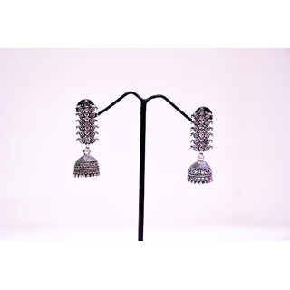                       Traditional German Silver Oxidized and Jhumka Earrings for Women  Girls                                              