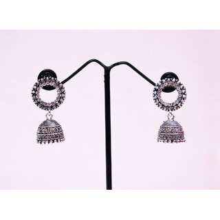 Traditional German Silver Oxidized and Jhumka Earrings for Women Girls Traditional German Silver Oxidized and Jhumka Earrings for Women Girls