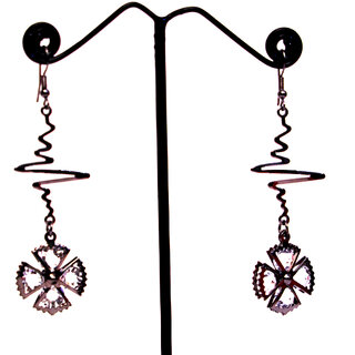                       Oxidized Silver Base Metal Cubic Zirconic Earrings for Women  Girls                                              