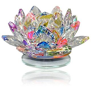                       Crystal Lotus Transparent Glass Clear Flower For Positive Energy, Good Luck, 5 Cm Couple  Human Figurine (Glass, Multicolor)                                              