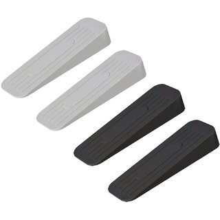                       ALP Heavy Duty Anti-Slip Rubber Door Stoppers (2 Black & 2 White Door Stopper)                                              