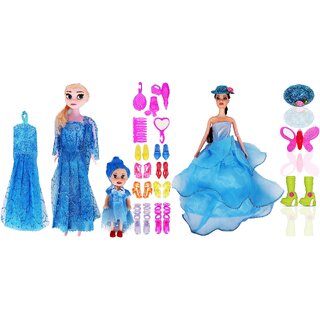                       Aseenaa Combo Baby Dolls with Accessories  Baby Doll Toys for Kids  Cute Doll Toy Set for Girl for Birthday Blue Combo                                              