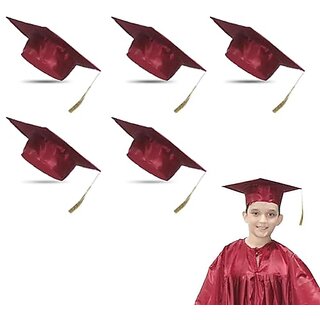                      Kaku Fancy Dresses Graduation Hat For Degree Convocation - Maroon, FreeSize, Unisex (Pack of 5)                                              