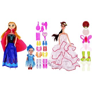                       Aseenaa Combo Baby Dolls with Accessories  Baby Doll Toys for Kids  Cute Doll Toy Set for Girl for Birthday Pack of 2                                              