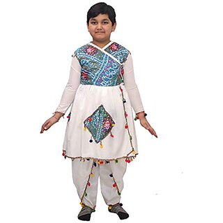                       Kaku Fancy Dresses Indian State Gujrati Dance Costume For Kids Navratri Dandiaya Dress For Boys                                              