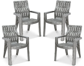 Maharaja Fortuner Plastic Chair for Home (Silver Set of 4 ,Pre-Assembled)