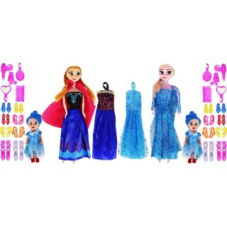                       Aseenaa Combo Doll Toy Set with Movable Joints  Ornaments for Dolls for Kids  Gudiya Doll Set for Girls  Red  Blue                                              
