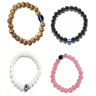                       Rising Deals Black,White,Pink,Gold Color Designer Bracelet (Pack of 4)                                              