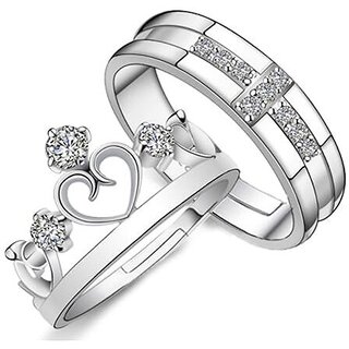                       Rising Deals Silver Plated Designer Ring (Pack Of 2)                                              