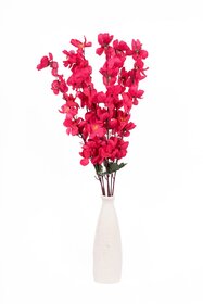Eikaebana Flower Shop  Artificial Flowers for Home Decor, Cherry Blossom Bunch (7 Heads, Red)  Set of 2 (Without Pot)