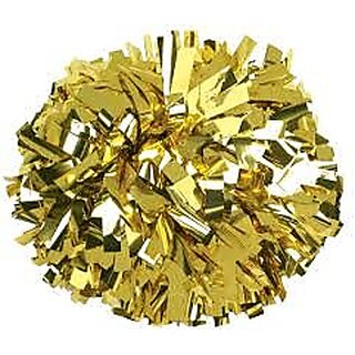                       Kaku Fancy Dresses Cheerleading Pompom Use For Kids Dance Party/ Sports Day - Golden - Pack of 2 Pairs                                              