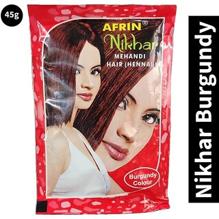 Afrin Nikhar Mehandi Henna Burgundy Colour Hair - 45g Afrin Nikhar Mehandi Henna Burgundy Colour Hair - 45g