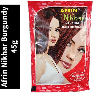 Afrin Nikhar Burgundy Coloured Hair Mehandi Henna For Unisex - 45gm Afrin Nikhar Burgundy Coloured Hair Mehandi Henna For Unisex - 45gm