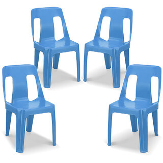                       Maharaja Bahubali Plastic Chairs  Armless (Blue, Set of 4, Pre-Assembled)                                              